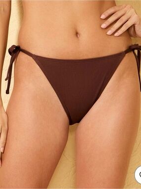 Shade & Shore Brown Ribbed Tie-Side Bikini Bottom